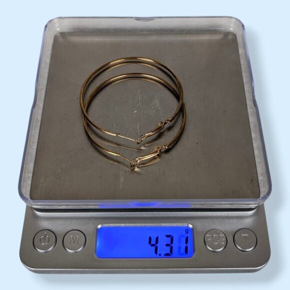 (2/$20) Large Gold Tone Metal Hoops - Picture 5 of 6